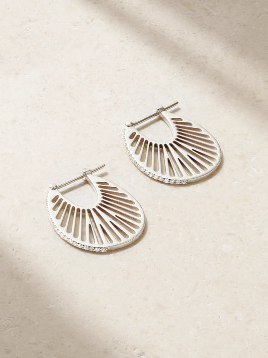Flat Ray Large 18-karat White Gold Diamond Hoop Earrings