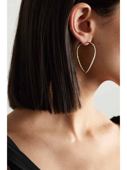 Image of Earrings. Product name - Twisted 18-karat Gold Diamond Hoop Earrings in Multi colour by brand - Anita Ko