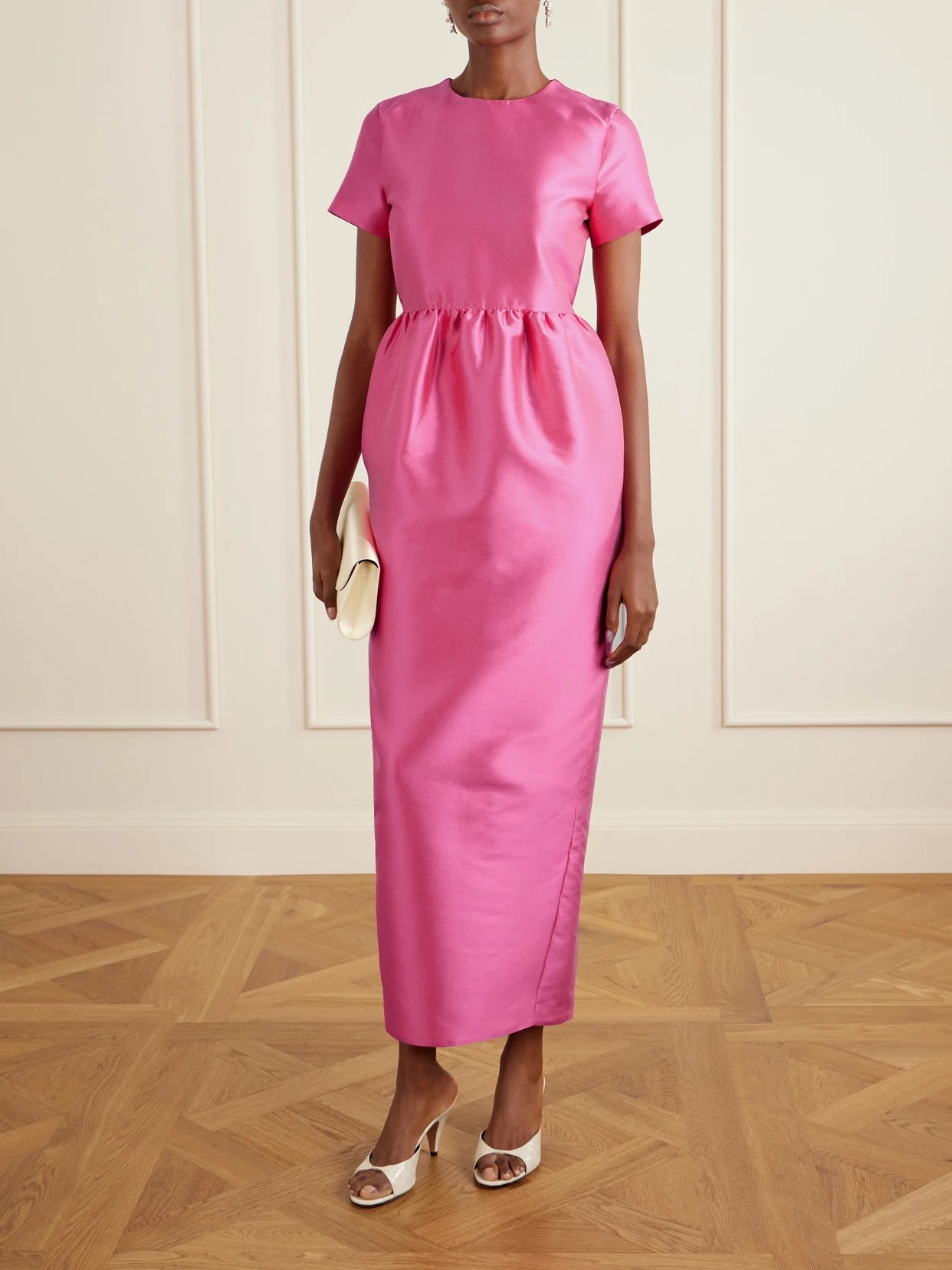 Image of Dresses. Product name - Lexi Silk-blend Gown in Fuchsia colour by brand - BERNADETTE