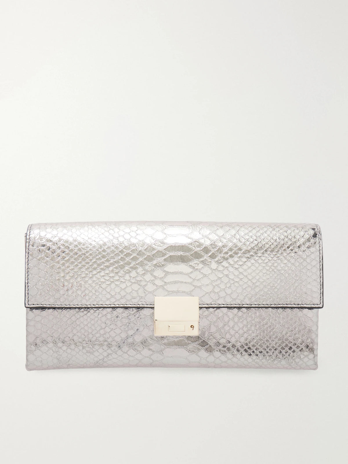 Jean Metallic Snake-effect Leather Clutch