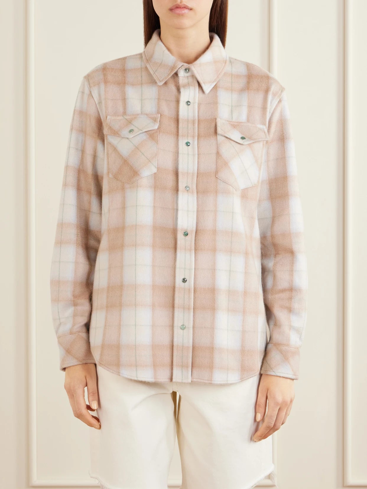 Champagne Tartan Cashmere Shirt