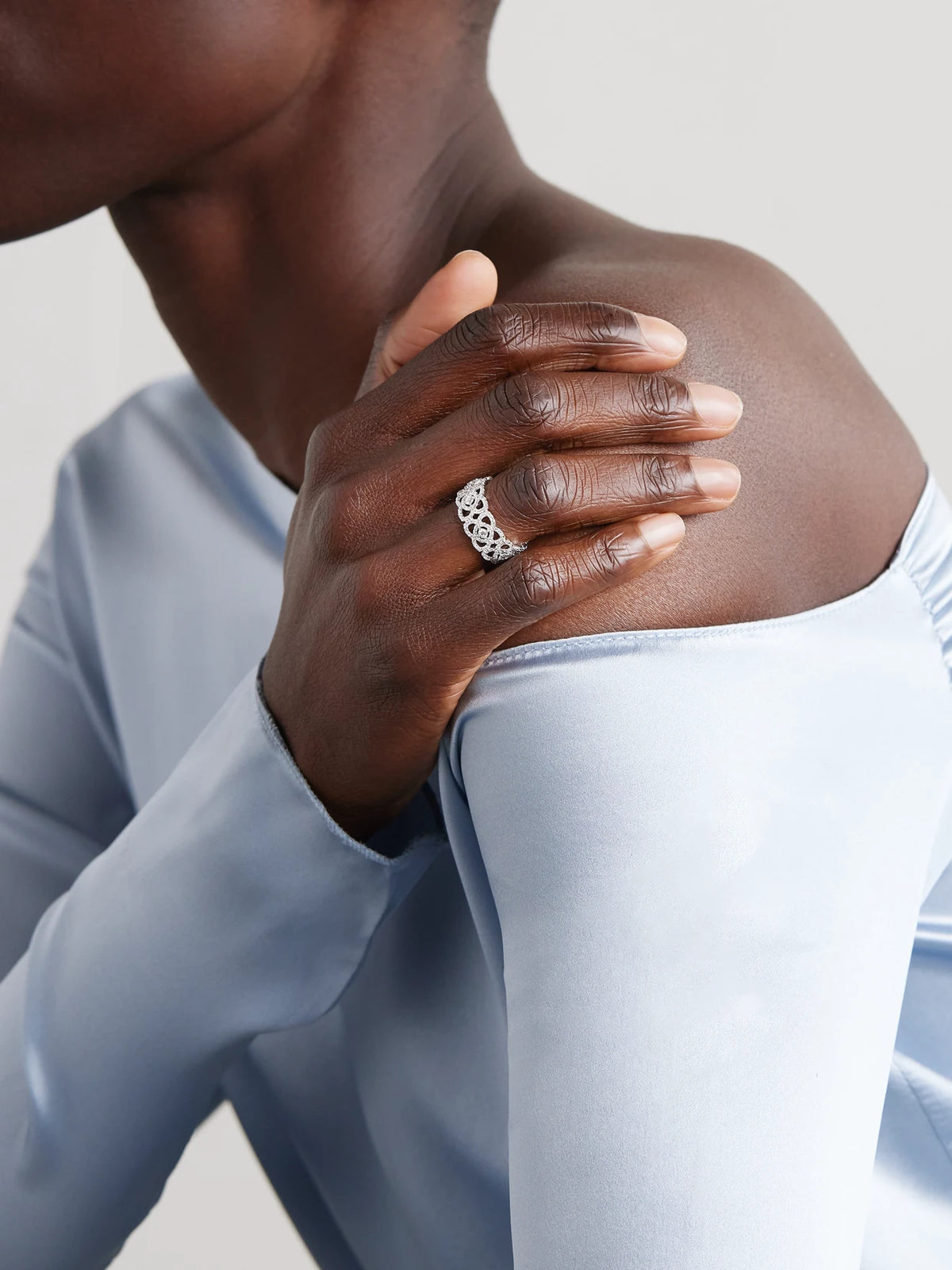 Image of Rings. Product name - Lotus By De Beers 18-karat White Gold Diamond Ring in Multi colour by brand - De Beers London