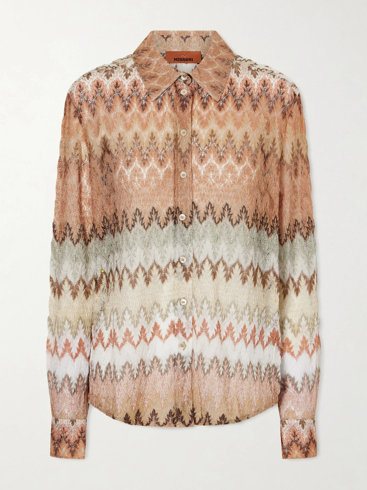 Striped Metallic Crochet-knit Shirt
