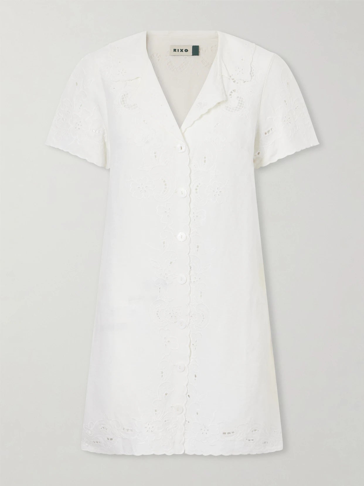 Zayanna Broderie Anglaise Linen-blend Mini Dress