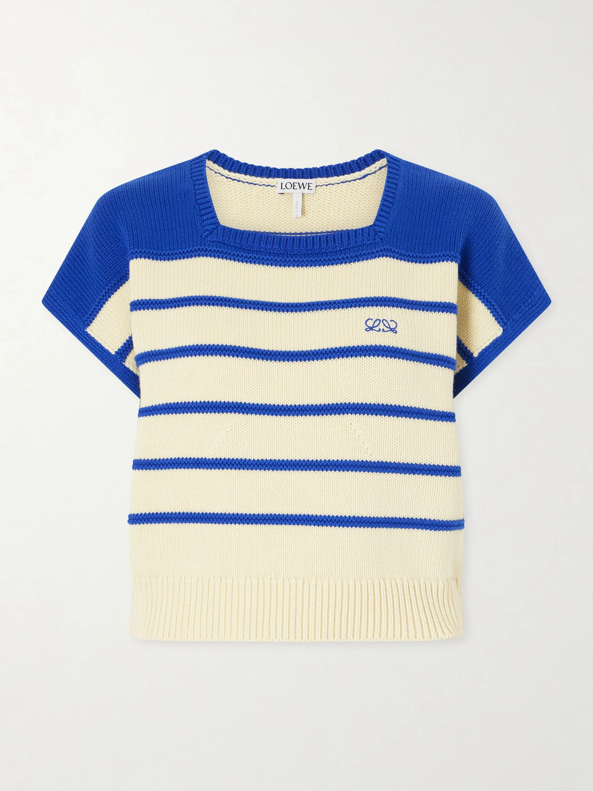 LOEWE Anagram-embroidered Striped Cotton And Wool-blend Sweater