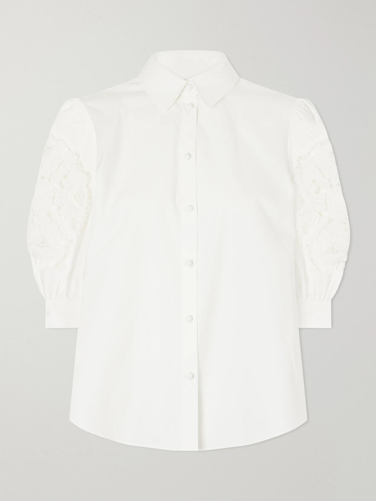 Broderie Anglaise-trimmed Cotton-poplin Shirt