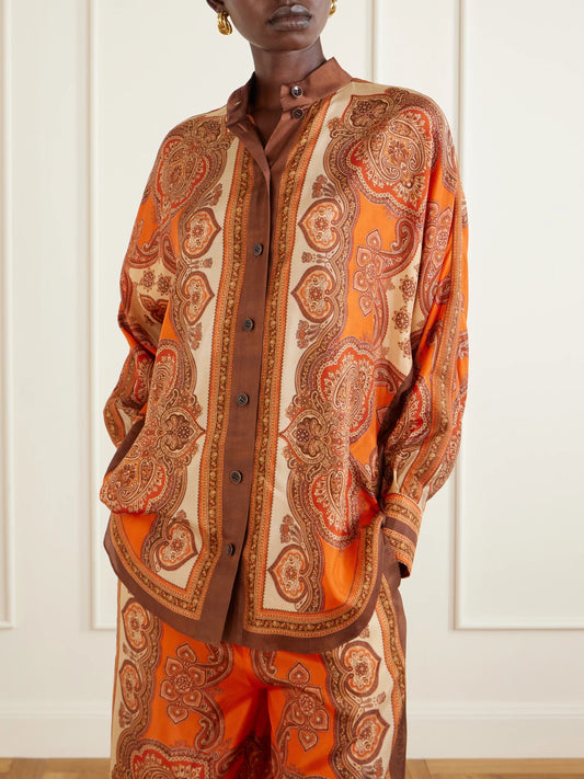 Mahon Dolman Printed Silk-satin Shirt