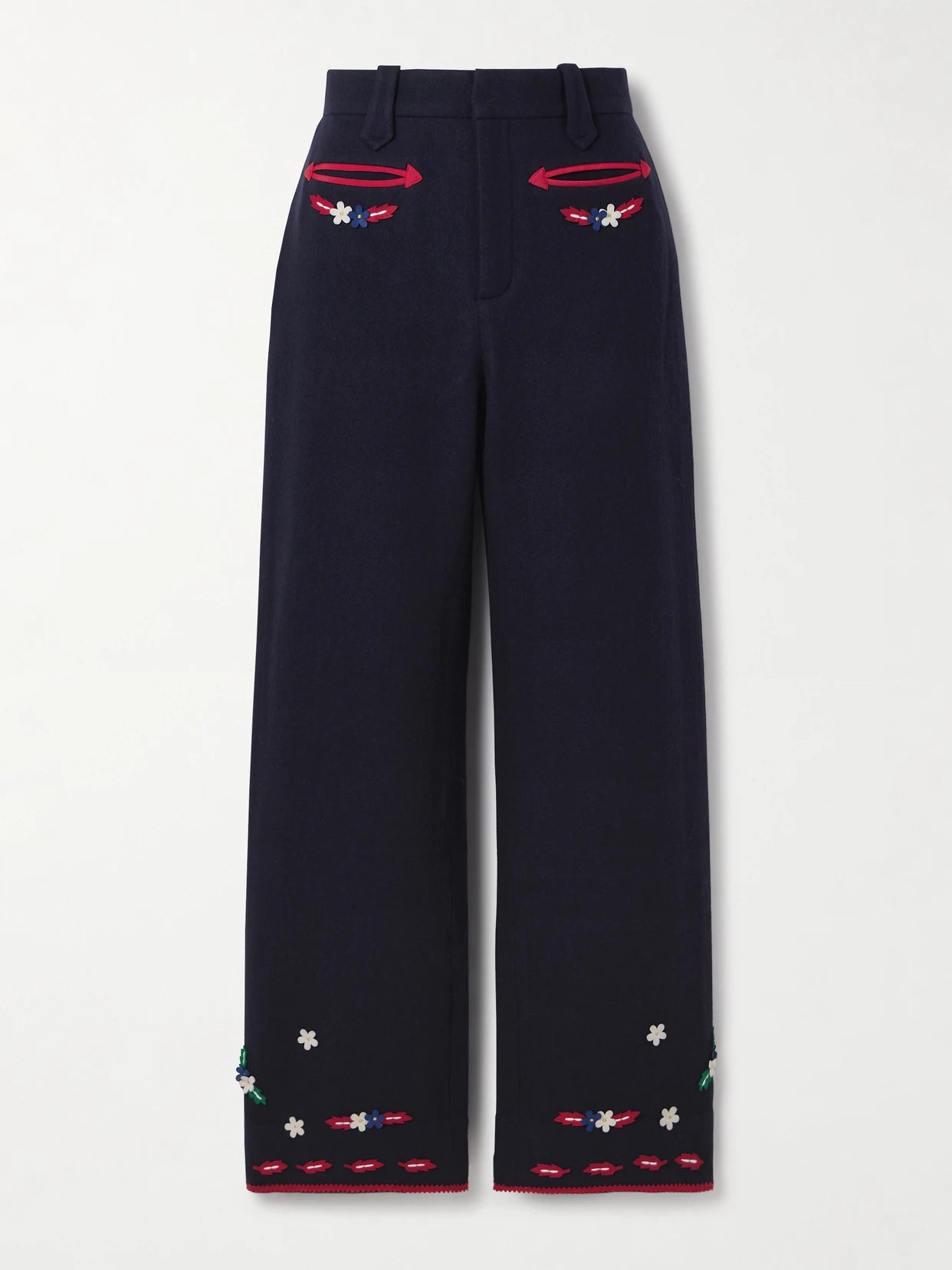 Carroll Appliquéd Wool Felt Straight-leg Pants
