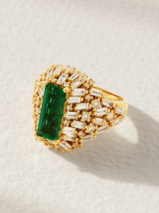 18-karat Gold, Diamond And Emerald Ring