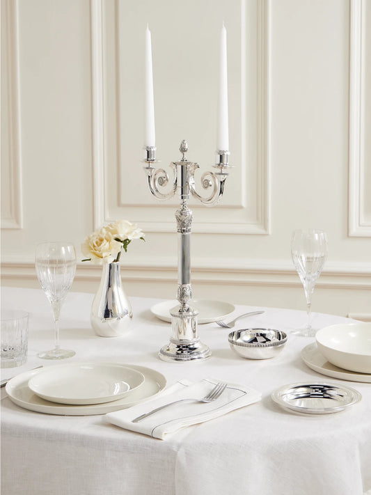 Image of Decor. Product name - Malmaison Silver-plated Candle Holder in Multi colour by brand - Christofle