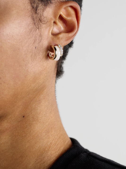 Image of Earrings. Product name - Triple Hoops 14-karat Recycled Gold, Jasper And Diamond Hoop Earrings in Multi colour by brand - By Pariah