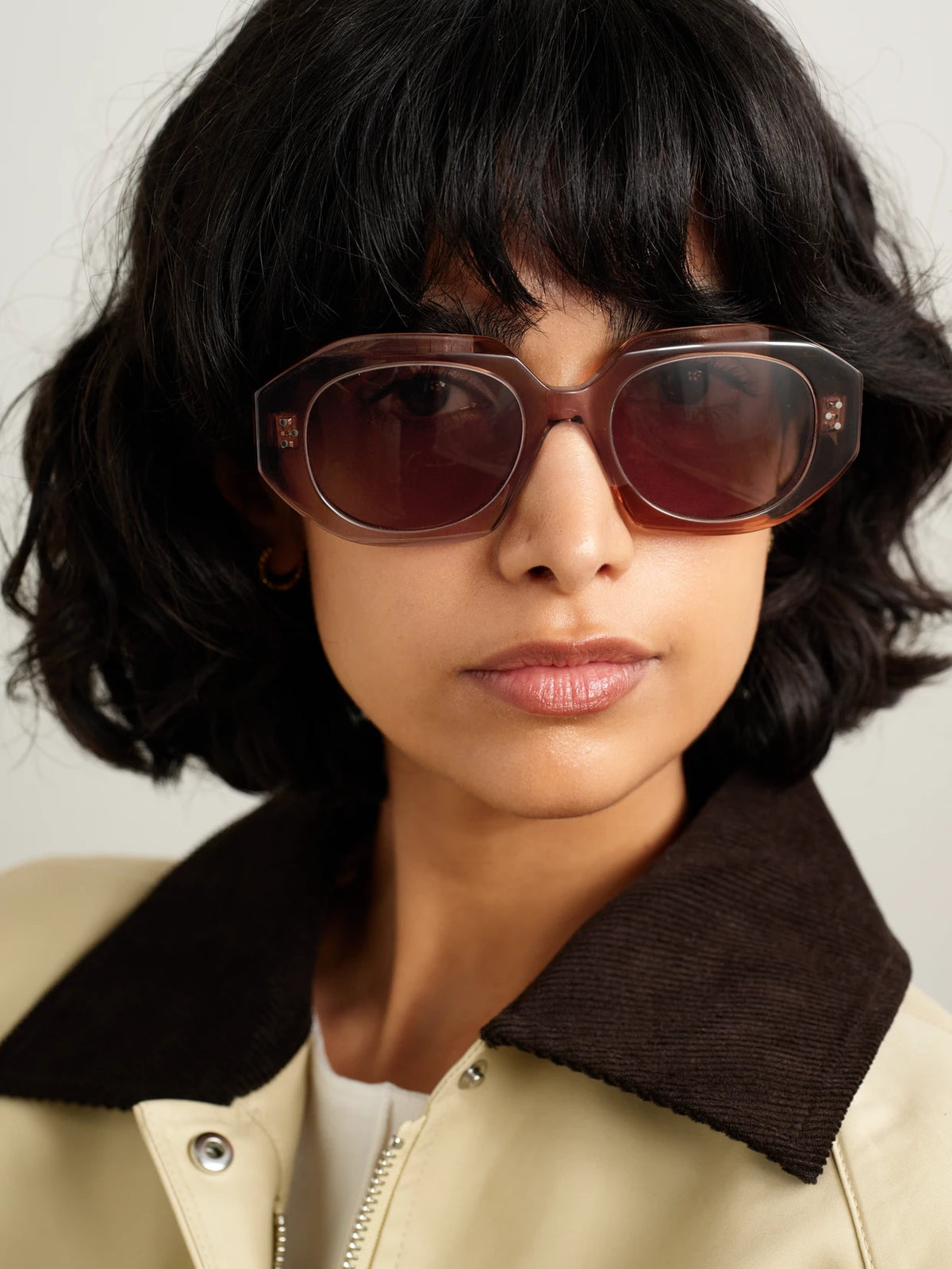 Image of Sunglasses. Product name - Hexagon-frame Acetate Sunglasses in Brown colour by brand - CELINE Eyewear