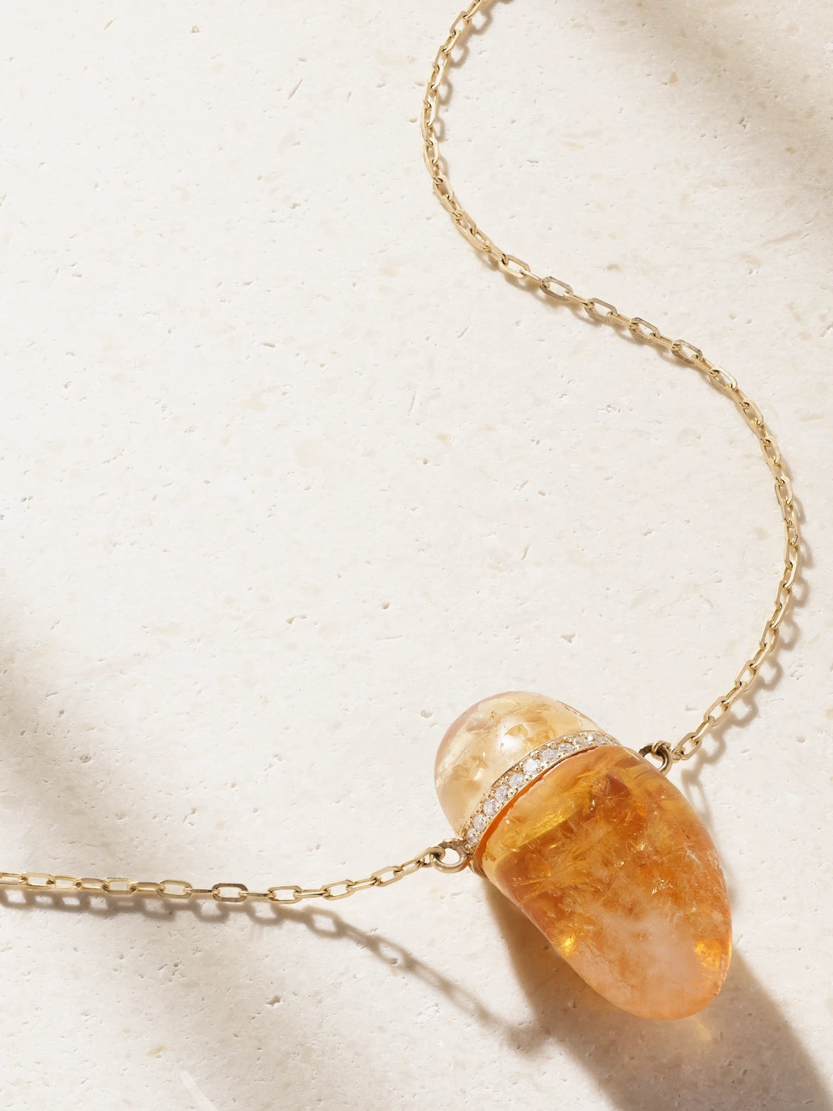 14-karat Gold, Citrine And Diamond Necklace