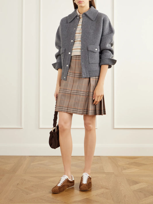 Image of Coats & Jackets. Product name - Rib-knitted Felted Wool And Cashmere-blend Jacket in Charcoal colour by brand - Guest In Residence