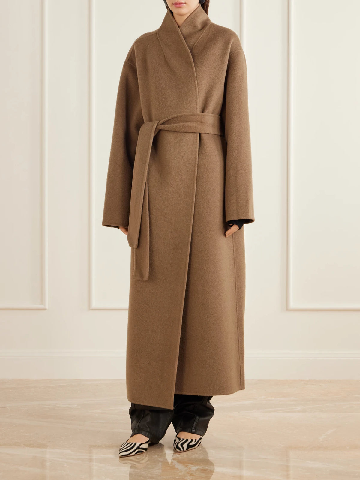 Almada Mara Belted Brushed Wool-felt Coat