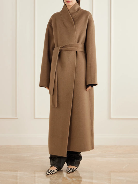Almada Mara Belted Brushed Wool-felt Coat