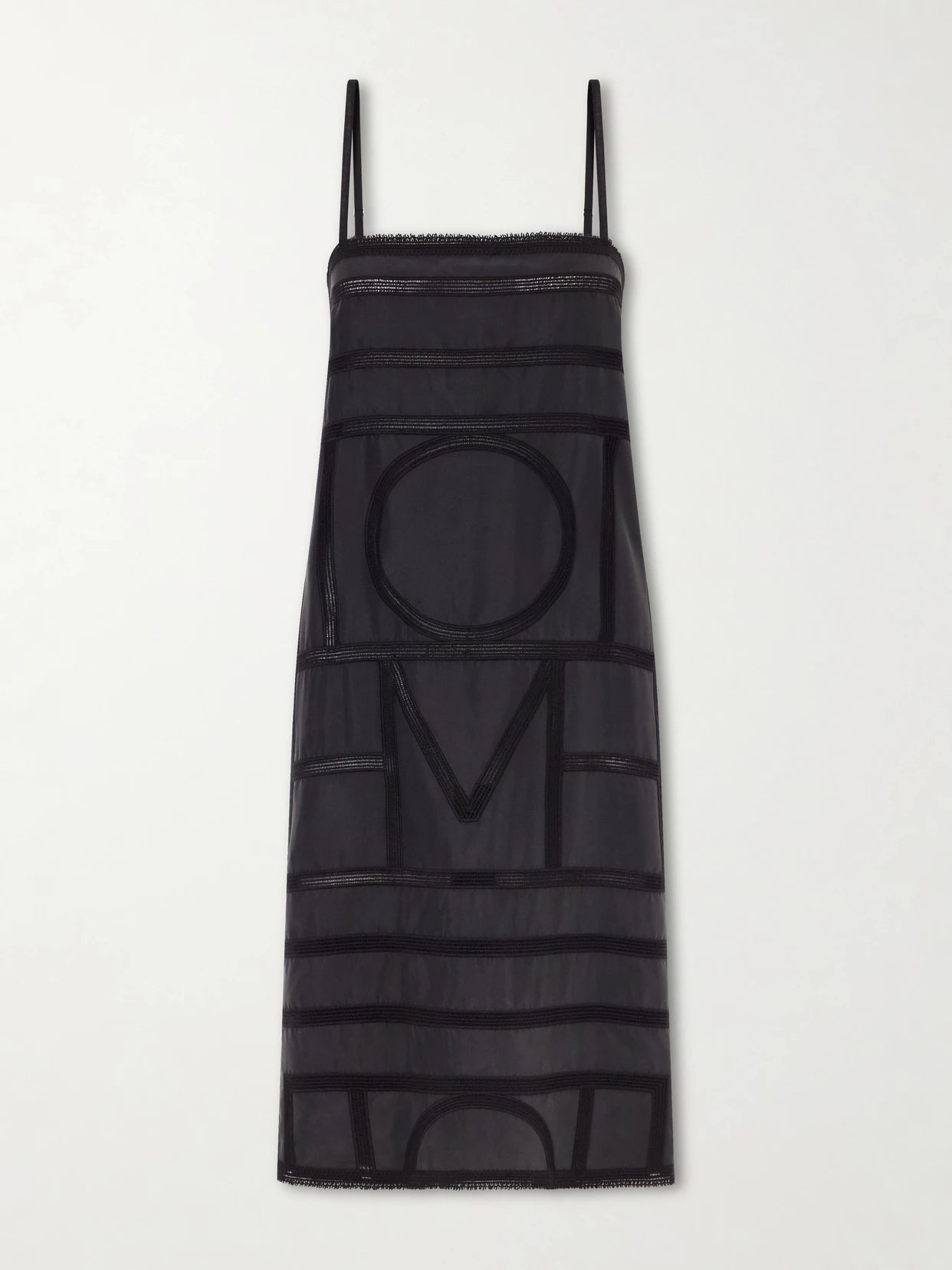 Image of Dresses. Product name - Embroidered Silk Midi Dress in Black colour by brand - TOTEME