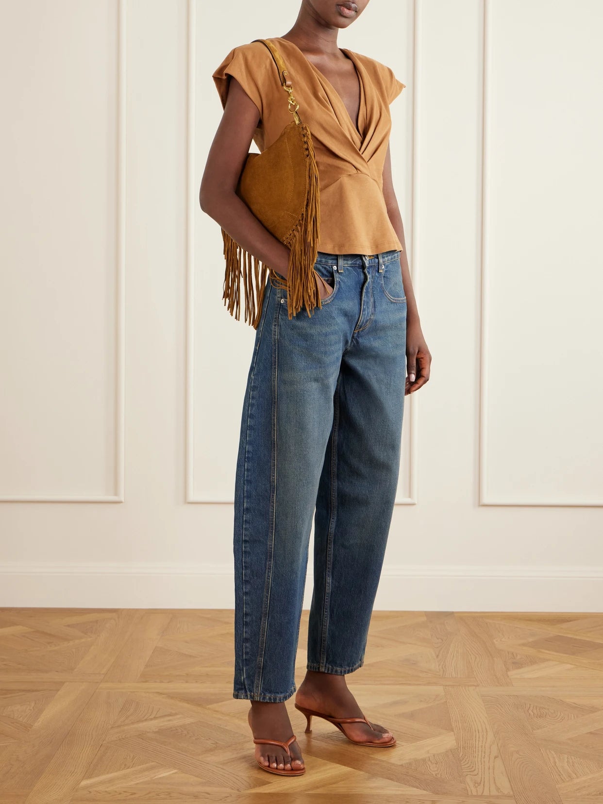 Image of Jeans. Product name - Oriane Mid-waist Boyfriend Jeans in Blue colour by brand - ISABEL MARANT