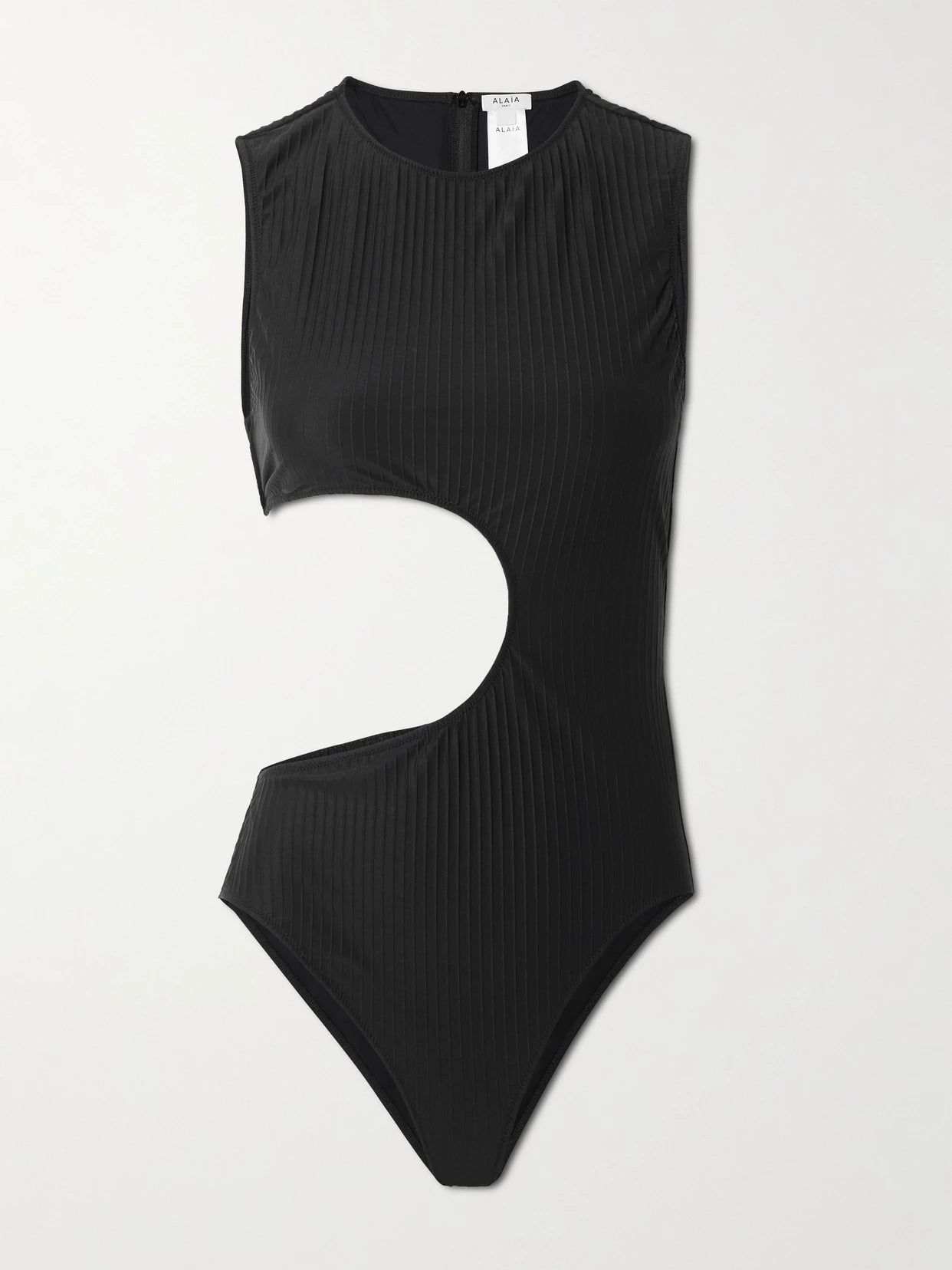Image of Swimwear. Product name - Cutout Ribbed Swimsuit in Black colour by brand - Alaïa