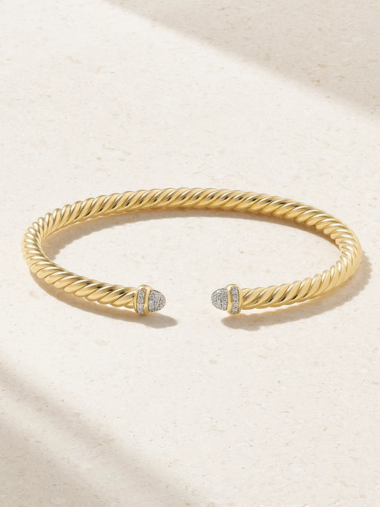 Cablespira Flex 18-karat Gold And Diamond Cuff