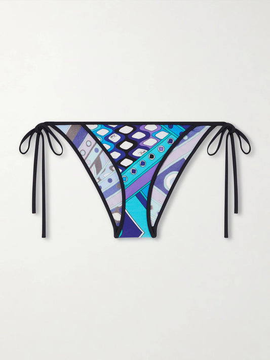 Image of Swimwear. Product name - Printed Bikini Briefs in Turquoise colour by brand - PUCCI