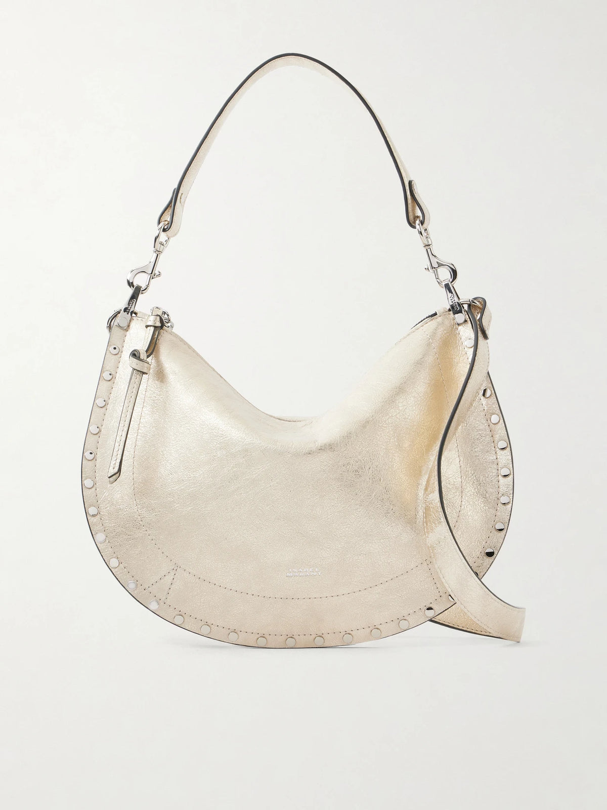 ISABEL MARANT Oskan Embellished Metallic Leather Shoulder Bag
