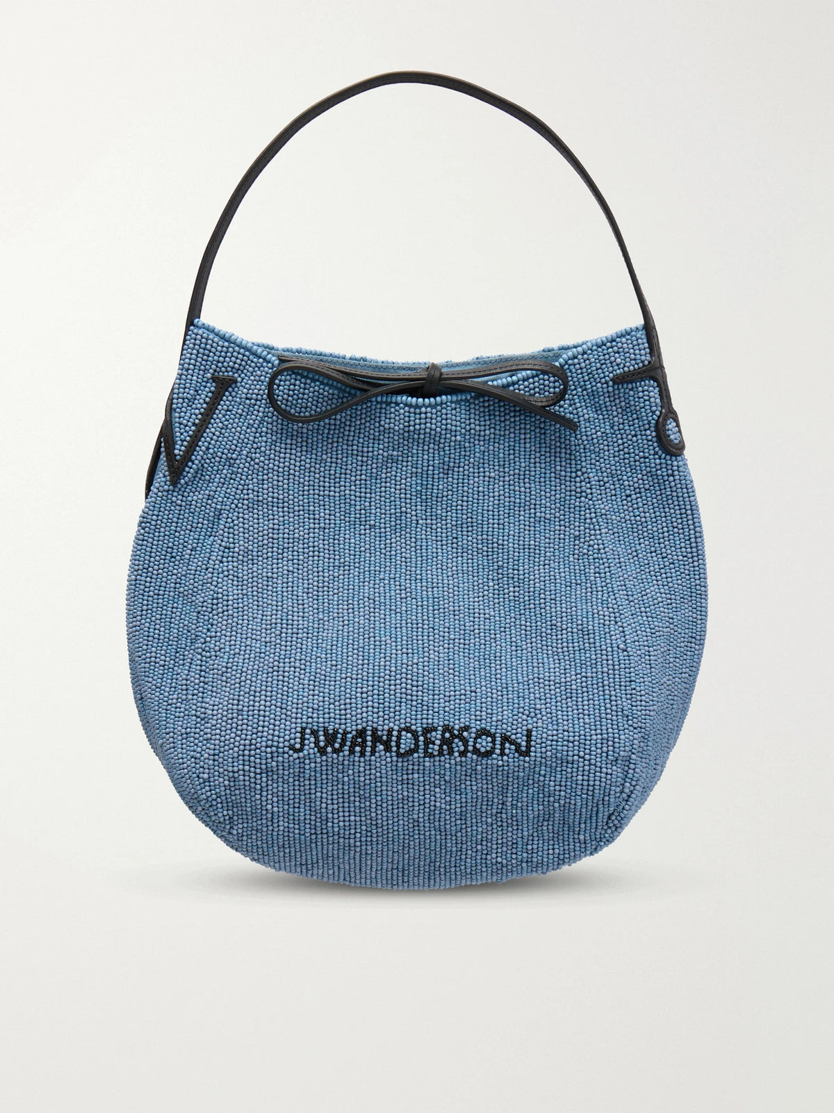 Bead-embellished Leather-trimmed Canvas Tote