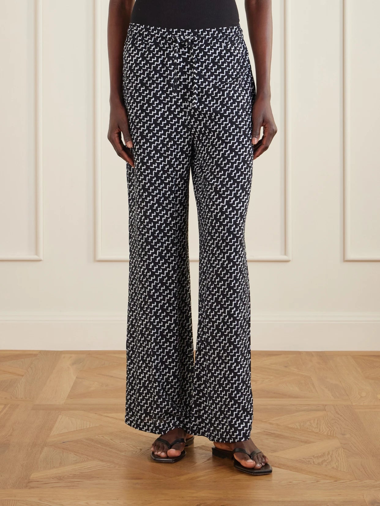 Estrellitas Y Olas Printed Woven Straight-leg Pants