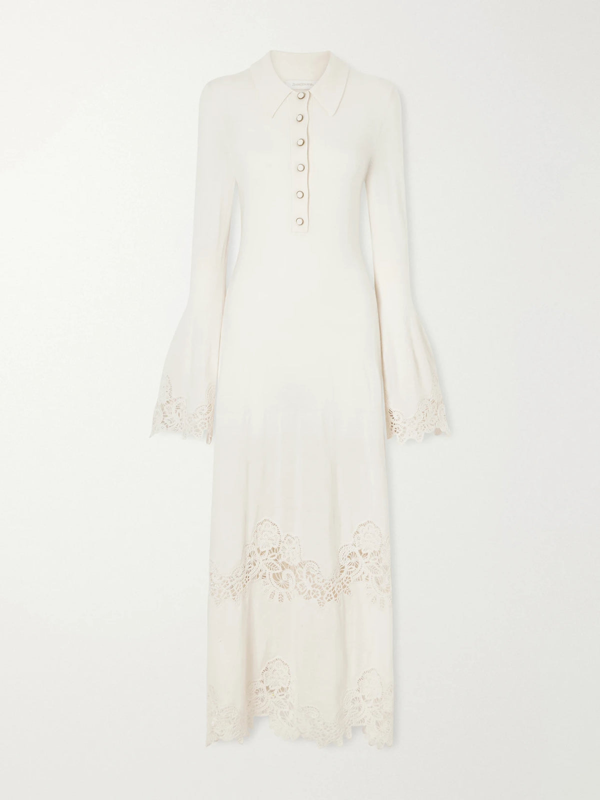 Zimmermann Clash Crochet-trimmed Wool Midi Dress
