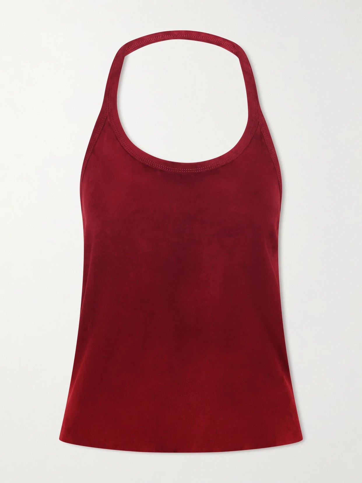 Cherry Open-back Suede Halterneck Tank