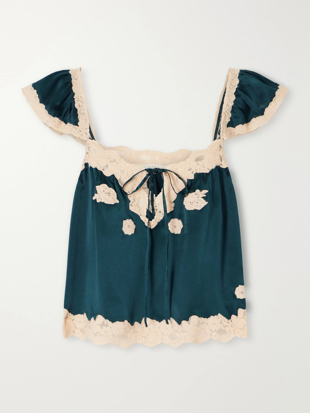 DÔEN Rosalee Lace-trim Silk Satin Top