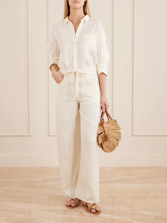 Palm Leather-trimmed Raffia Tote