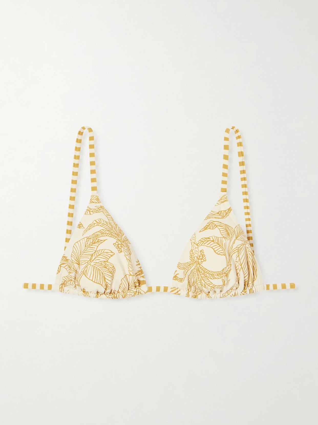 Image of Swimwear. Product name - Voyage Hamac Printed Triangle Bikini Top in Yellow colour by brand - Eres