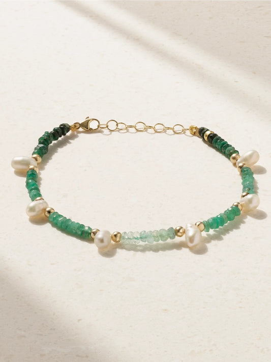 JIA JIA Gold, Emerald And Pearl Bracelet