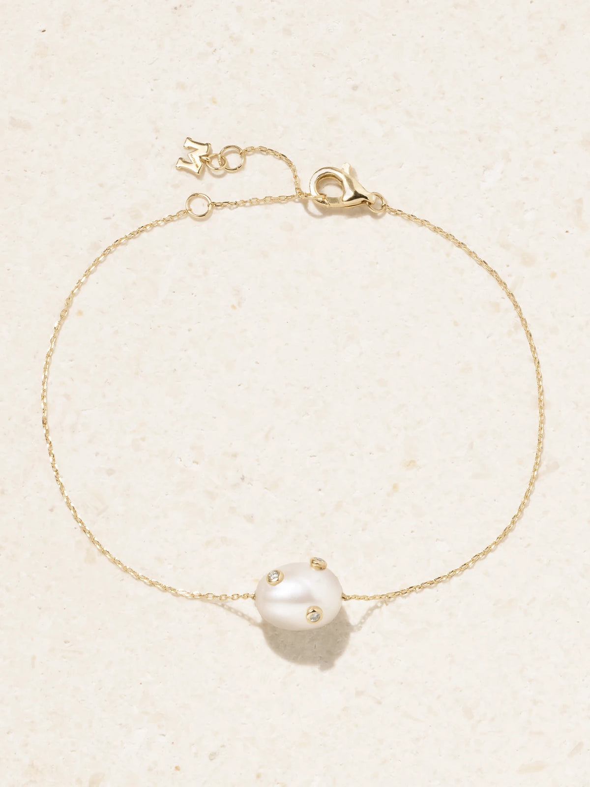 Mateo 14-karat Gold, Pearl And Diamond Bracelet