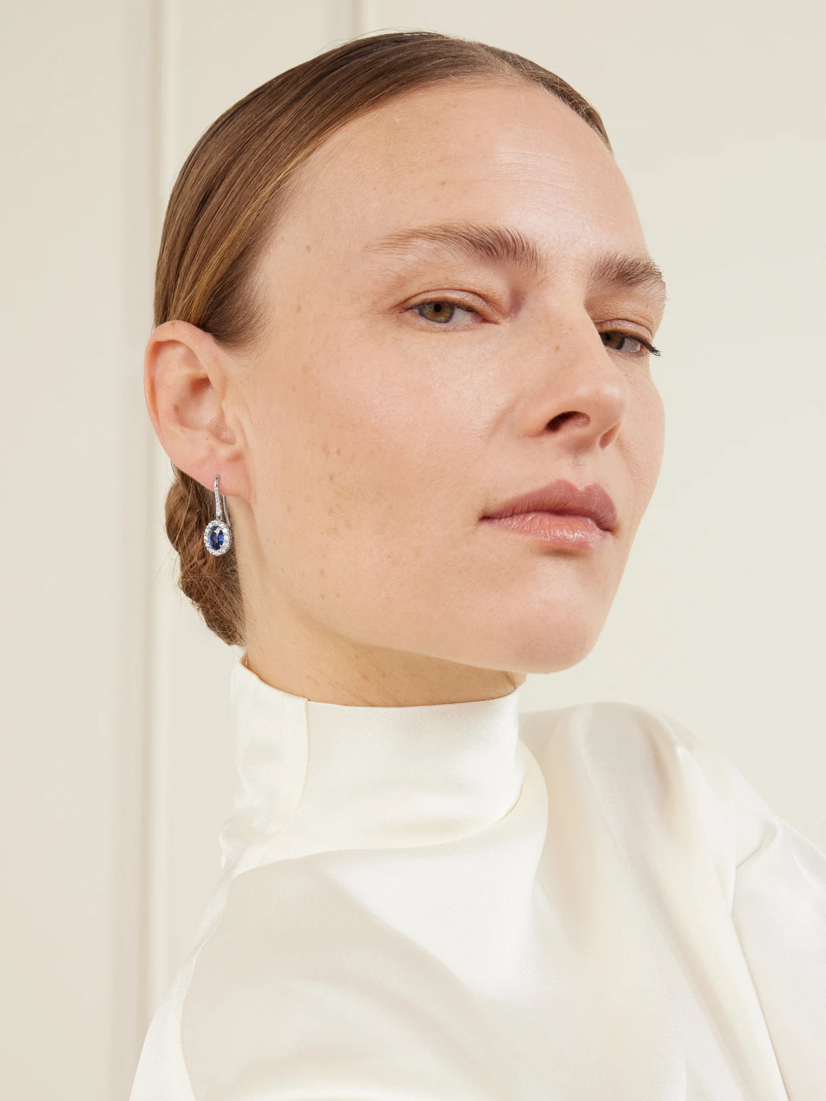 Image of Earrings. Product name - 1735 Platinum, Sapphire And Diamond Earrings in Gold colour by brand - Garrard