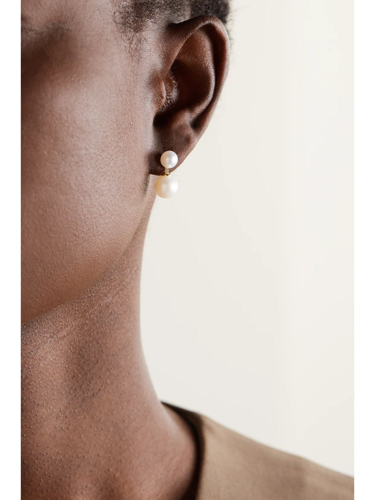 Image of Earrings. Product name - Duo 14-karat Gold Pearl Earrings in Multi colour by brand - Mateo