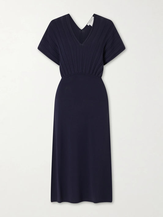 Image of Dresses. Product name - Woven Midi Dress in Navy colour by brand - Max Mara