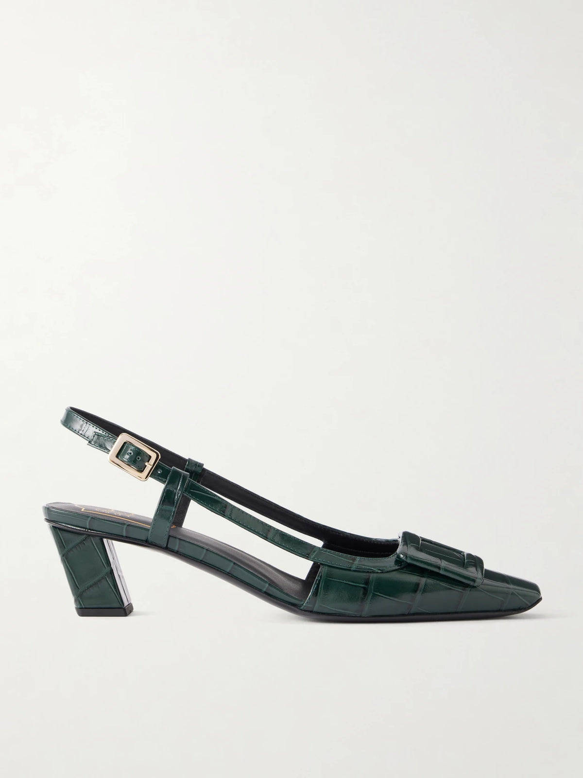 Roger Belle Vivier 45 Croc-effect Leather Slingback Pumps