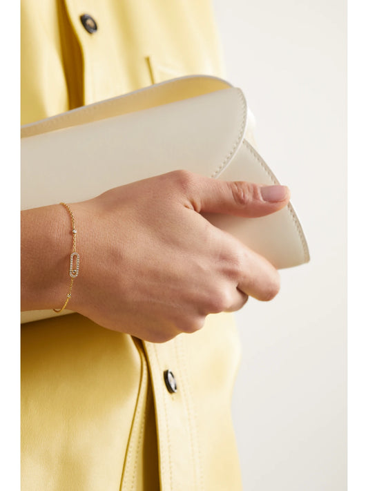 Image of Bracelets. Product name - Move Uno 18-karat Gold Diamond Bracelet in Multi colour by brand - Messika