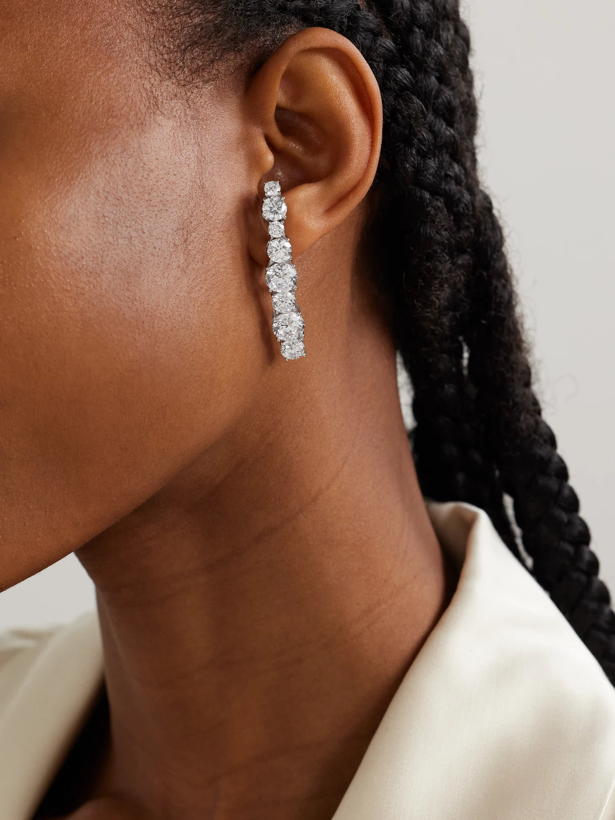 Image of Earrings. Product name - Rhodium-plated Cubic Zirconia Earrings in Silver colour by brand - Completedworks