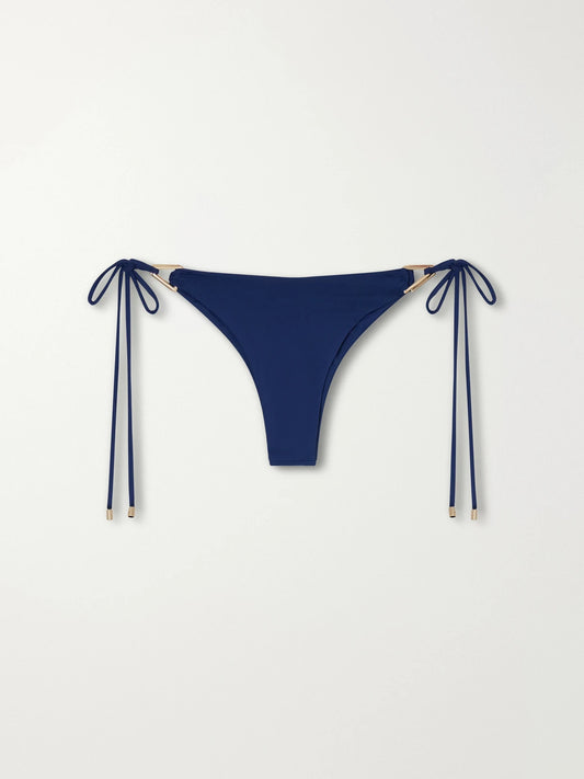 Image of Swimwear. Product name - Gili Embellished Bikini Briefs in Blue colour by brand - Away That Day