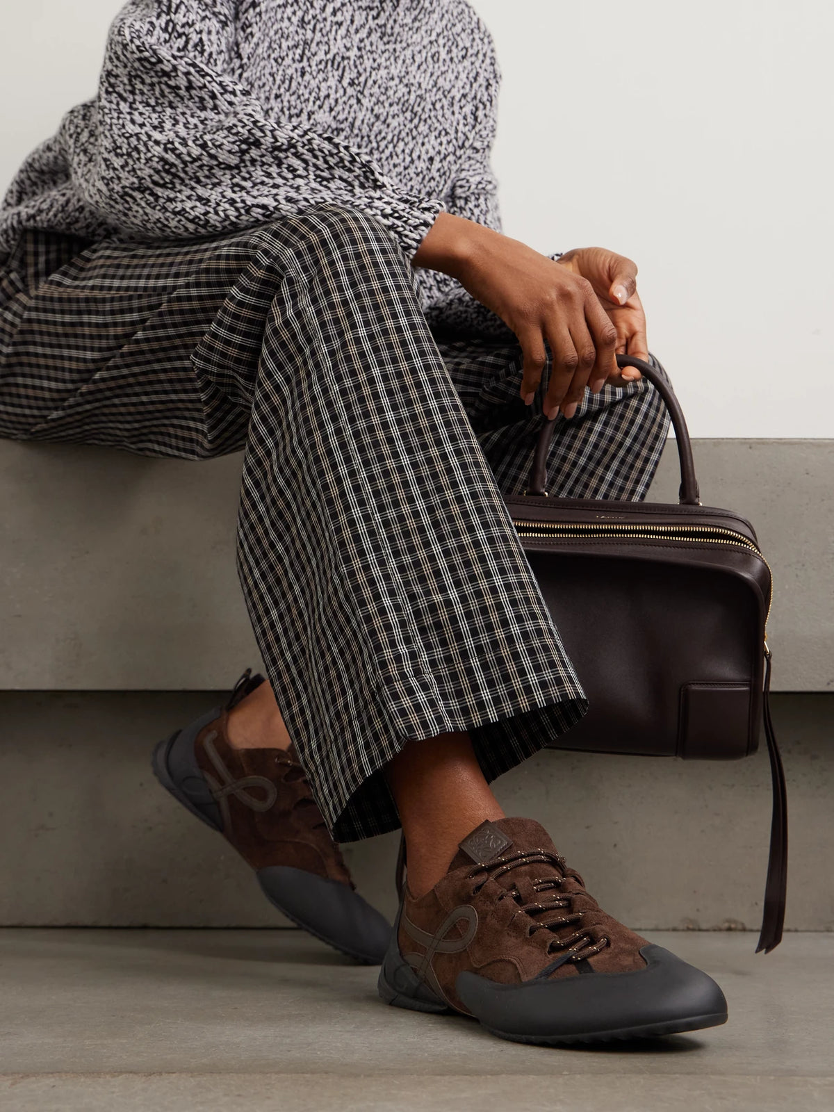 Grip Tpu And Leather-trimmed Suede Sneakers