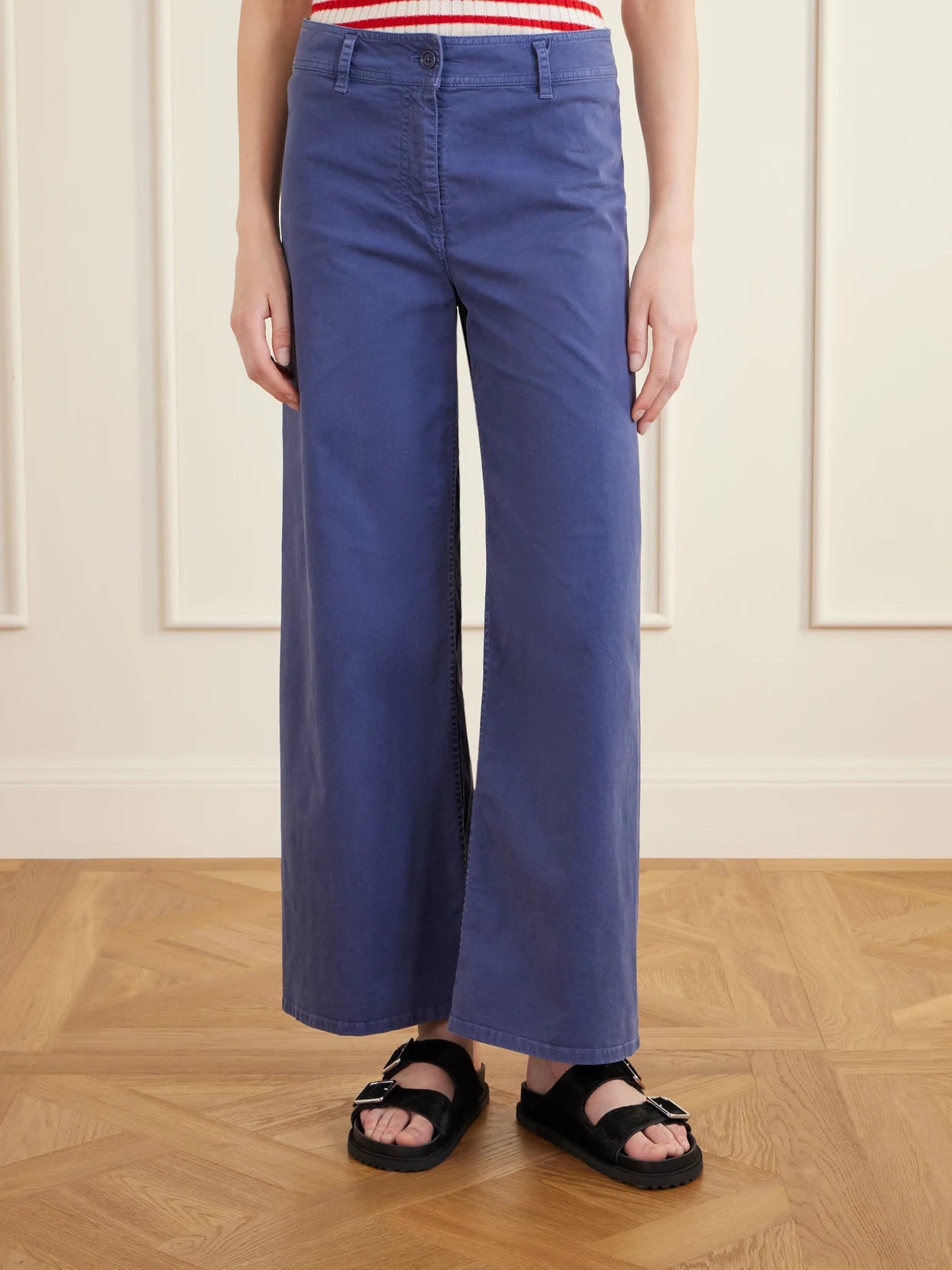 Megan Cotton-blend Wide-leg Pants