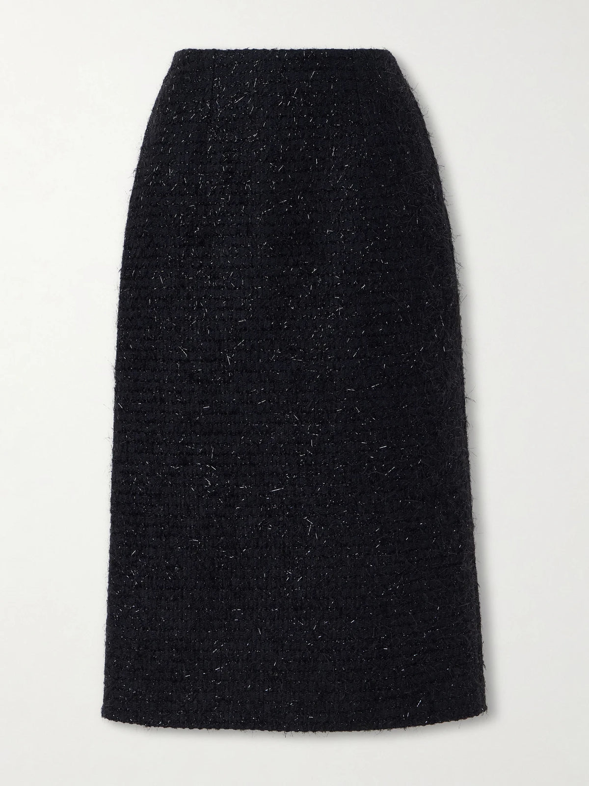 Simone Rocha Shearling-trimmed Metallic-tweed Midi Skirt