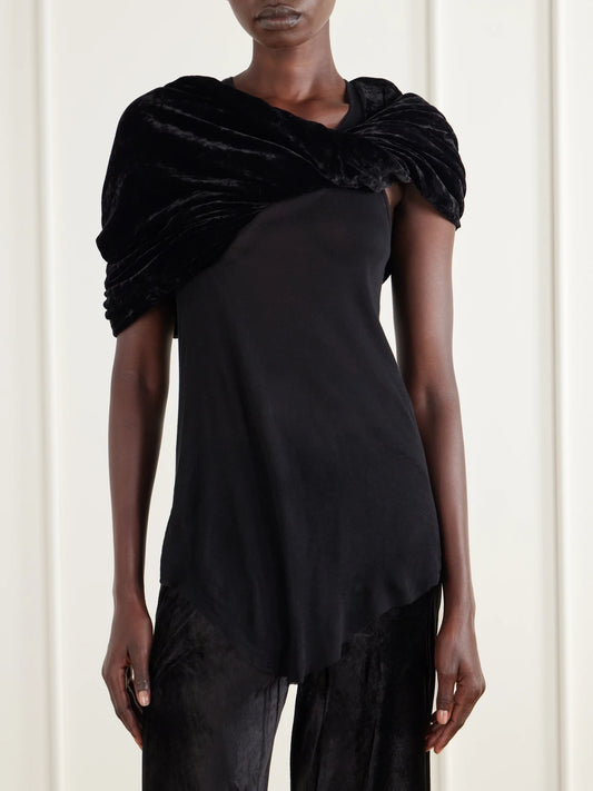 Rick Owens Twist Donut Cropped Crushed Velvet Cape