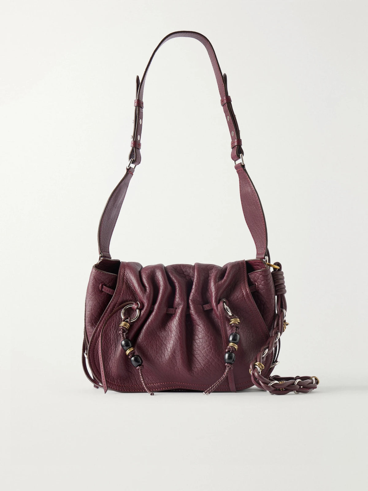 Bolton Embellished Tasseled Textured-leather Shoulder Bag