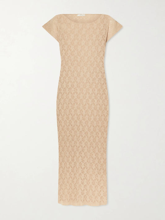 Image of Dresses. Product name - Koria Lace Midi Dress in Beige colour by brand - The Row