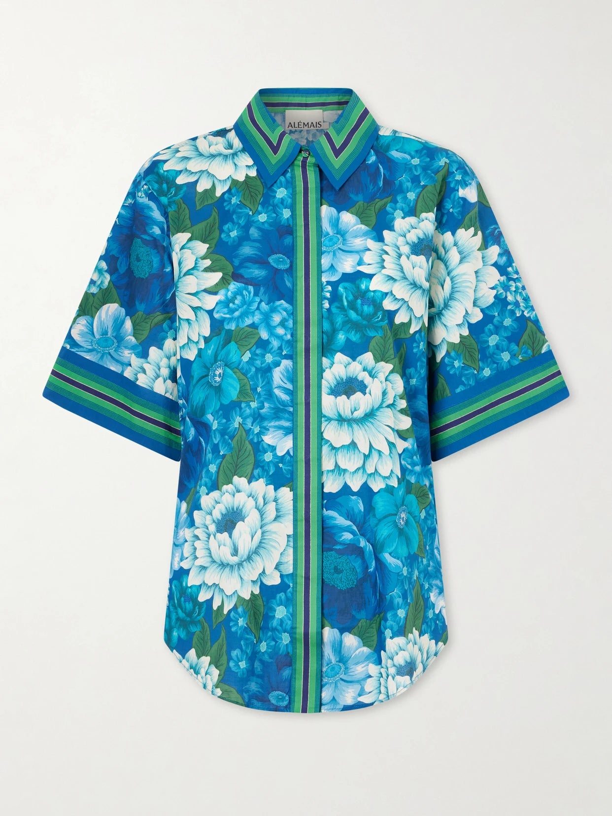 Margo Striped Floral-print Organic Cotton-voile Shirt