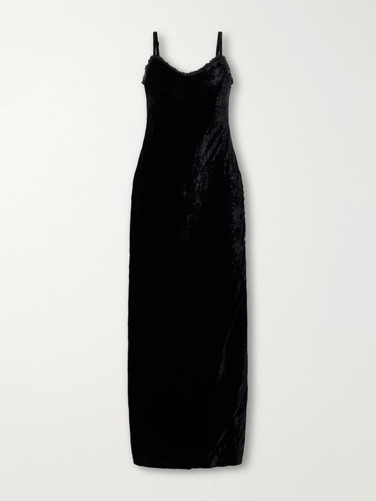 ALIX OF BOHEMIA Athens Tulle-trimmed Velvet Maxi Dress